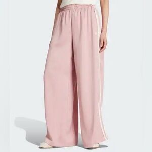 ADIDAS CAMPUS ORIGINALS SATIN WIDE LEG PANTS RUFFLE 3-STRIPES Women’s L New